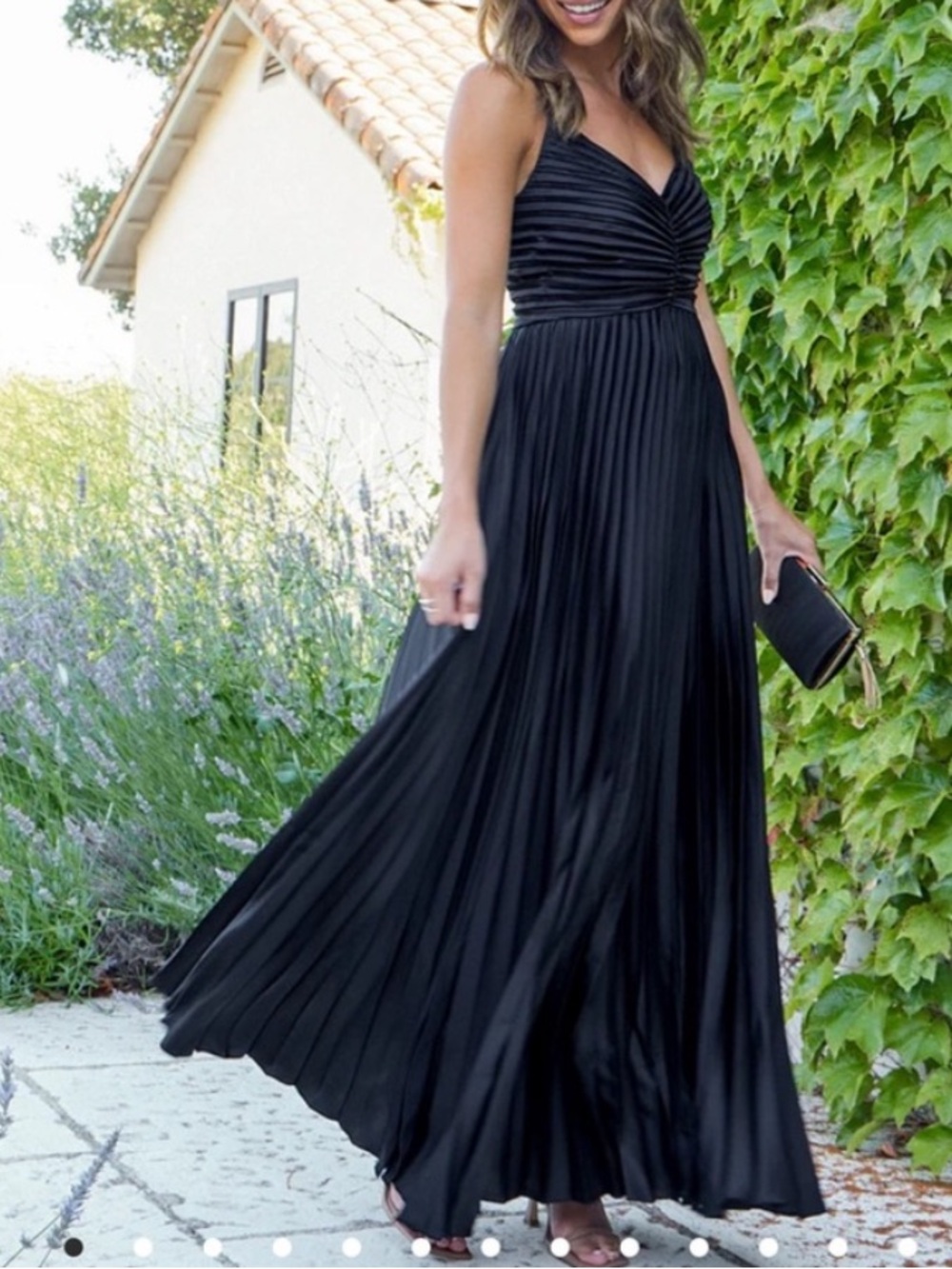 NWT PETAL & PUP Naira Pleated Maxi Dress in Black Sz 4 Little Black Dress LBD